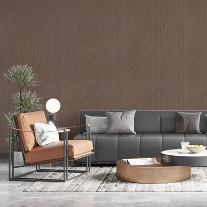 Brown Grasscloth Peel and Stick Wallpaper Texture Contact Paper A Set of 15.7" X 300" Self-Adhesive Linen Removable Wallpaper Cabinets Counter Top Liners - color: Brown, size: 15.7" x 300"