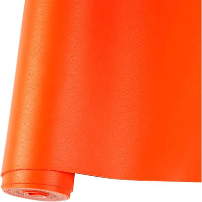 Smooth Solid Color Faux Leather Sheets Roll 12"X53" (30cmX135cm),Very Suitable for Making Crafts, Leather Earrings, Bows,Sewing (Tangerine Red) - color: Tangerine Red