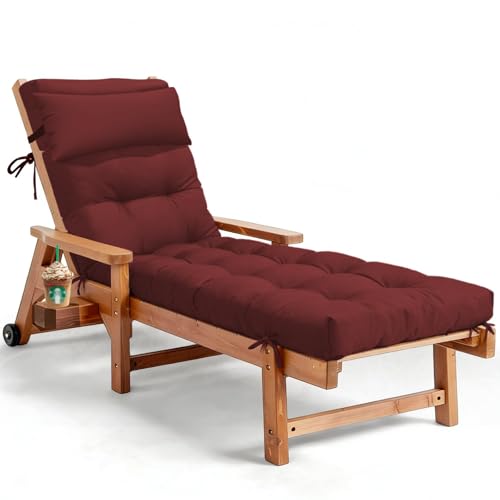 76 x 22 x 4.7 Waterproof Chaise Lounge Chair Cushion Outdoor Red - color: Red, size: 1 Pack