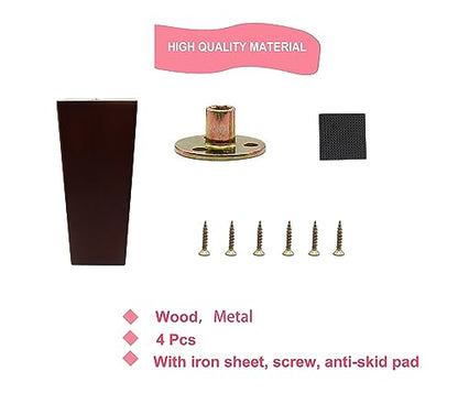 cSeao 4-Pack 3 Inches Wood Furniture Legs, Couch Legs, Sofa Legs, Mid Century, with 5/16 inch Bolts for Couch Ottoman Loveseat Coffee Table Cabinet - size: 3 Inches