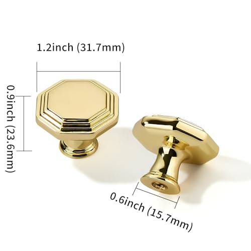 khtumeware 10 Pack 1-1/4 Inch Polished Brass Cabinet Knobs Polished Gold Cabinet Handle Heavy Duty Solid Cabinet Hardware for Cupboard Drawer Pulls Dresser Handle - color: Polished Brass, size: Diameter：1-1/4-knobs