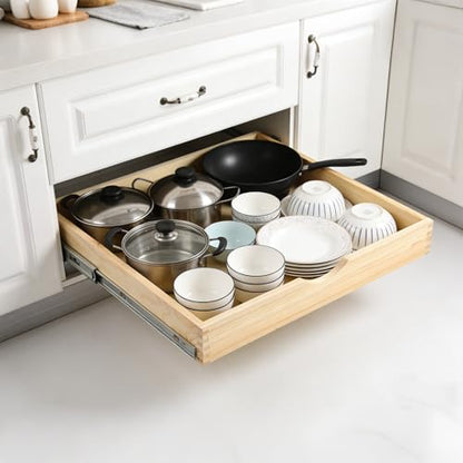 Soft Close Wood Pull Out Cabinet Drawer, 26.2", Fits 28"+ Opening - size: 26inch