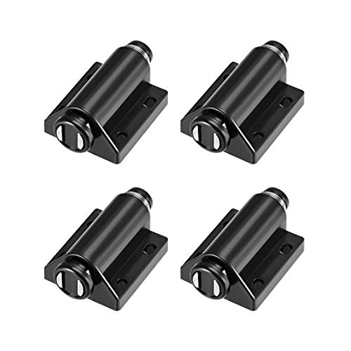 uxcell Touch Catch Magnetic Press Latch for Cabinet Door Cupboard Drawers Black 4pcs - color: Black