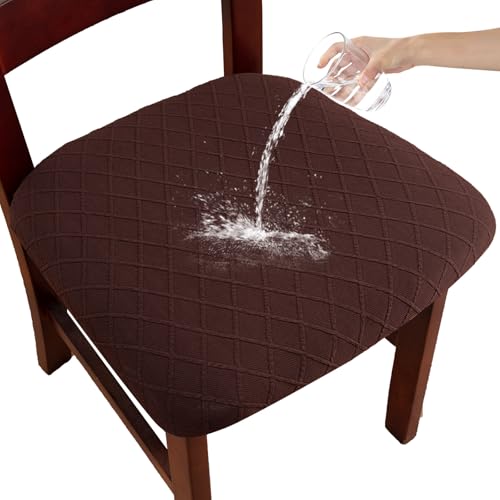 Waterproof Dining Room Chair Covers Set of 2,Chocolate,Large - color: Chocolate-diamond Pattern, size: Large-2 PCS