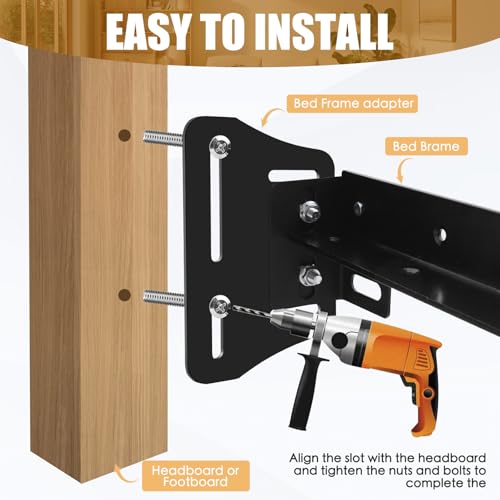 2Pcs Queen Bed Modification Plate, Headboard Attachment Kit - color: Black, size: Bed Frame Brackets