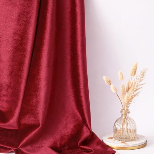 59”W Stretch Velvet Fabric, 2 Yard Soft Stretchy Fabric for Sewing Clothes, Apparel, Costume, Crafts - 90% Polyester 10% Spandex(2 Yard, Red) - color: Red, size: 2 Yard