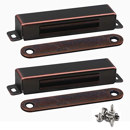 70 lbs Magnetic Door Catch, Heavy Duty Latch for Cabinets Shutter Closet Furniture Door, Stainless Steel Cabinet Catch, Oil Rubbed Bronze, 2PCS - color: Oil Rubbed Bronze, size: 2