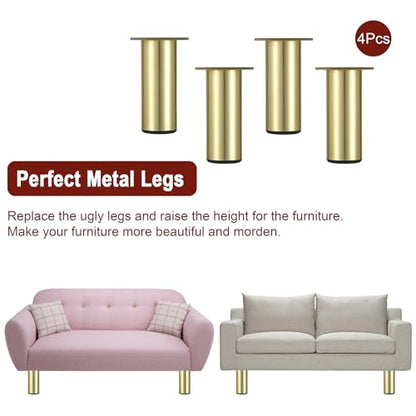 BSTKEY 4Pcs 4 Inch Aluminum Alloy Furniture Cabinet Legs - Adjustable Replacement Legs for Furniture Cabinet Foot Legs Sofa Bed Desk Table Feet Support, Gold - size: 4 Inch