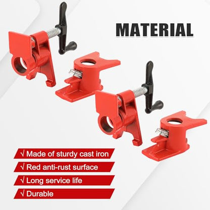 6 Pack 1/2" Wood Gluing Pipe Clamp Set with Unique Foot Design - style: 6pc, 1/2" with foot