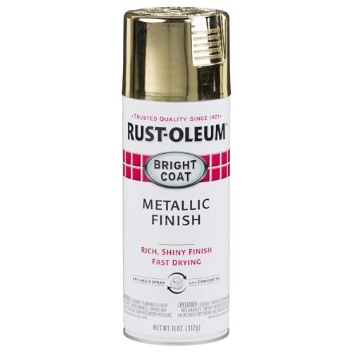 Rust-Oleum Stops Rust Bright Coat Metallic Spray Paint, Gold - color: Gold, size: 11 Ounce (Pack of 1)