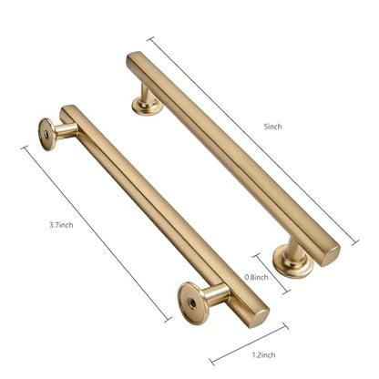 khtumeware 10 Pack 3-3/4 Inch(96mm) Brushed Brass Cabinet Pulls Kitchen Solid Heavy Duty Brushed Gold Cabinet Pulls Kitchen Cabinet Hardware for Cupboard Drawer Handles Dresser Pulls - color: Brushed Brass, size: 3 3/4" Hole Center