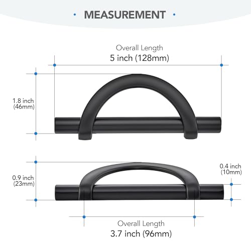 HOME EDIT Matte Black Cabinet Pulls Curved, 3-3/4 Inch/96 mm, 10 Pack - color: Matte Black, size: 3-3/4 Inch Hole Center