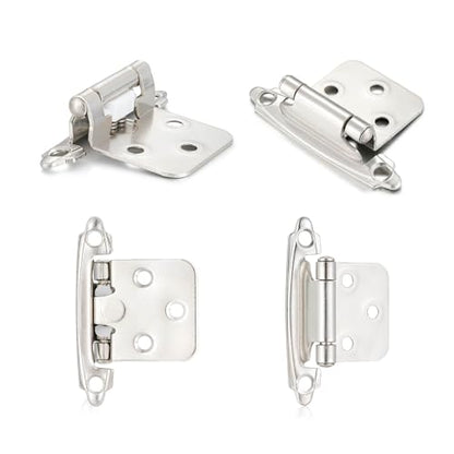 Brushed Nickel Cabinet Hinges, 1/2” Overlay, 4 Pack - color: Brushed Nickel, size: 1/2 Inch Overlay