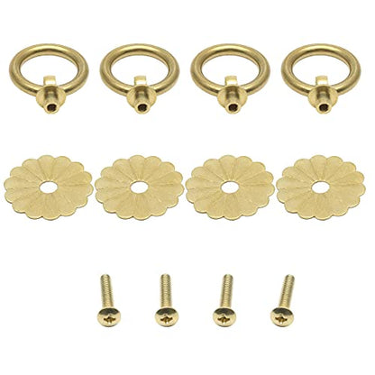 Murtenze Brass Ring Pulls Handle, Gold, 4 Pieces - color: Gold, Flower-1