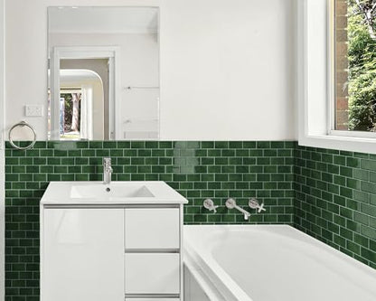 Green Peel and Stick Backsplash Subway Tile for Kitchen 10-Sheet - color: Green