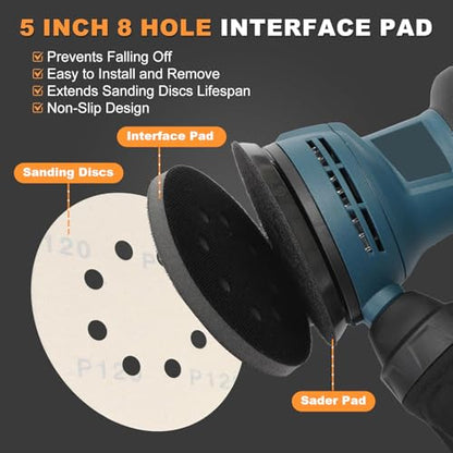 5-Inch 8-Hole Interface Pad:4 Pack Hook and Loop Foam Sanding Discs Backing Pads Replacement for Random Orbital Sander,Soft Density Sponge Round Cushion Buffer - style: 5" 8 Hole Interface Pad