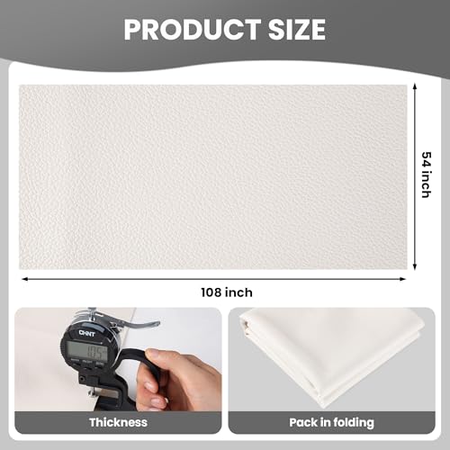 Marine Vinyl Fabric, Upholstery Faux Leather Fabric by The Yard, 1.05mm Lychee Texture Leather Sheets for Sofa Chairs Handbags Hair Bows Earrings Crafts (3 Yards 108''X 54'', Beige) - color: Beige, size: 3 Yard