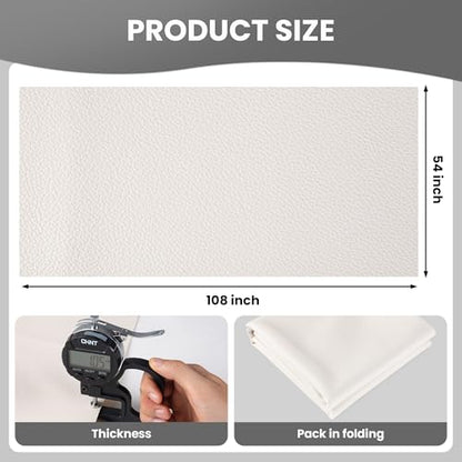 Marine Vinyl Fabric, Upholstery Faux Leather Fabric by The Yard, 1.05mm Lychee Texture Leather Sheets for Sofa Chairs Handbags Hair Bows Earrings Crafts (3 Yards 108''X 54'', Beige) - color: Beige, size: 3 Yard