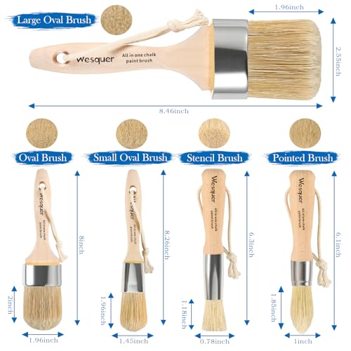 Wesquer 5-Pack All in One Paint Brush - Chalk & Wax Brushes for Furniture
