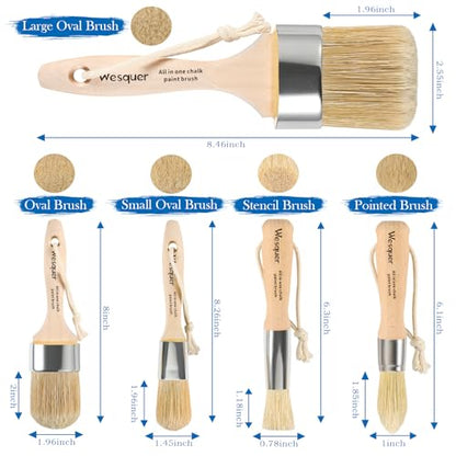 Wesquer 5-Pack All in One Paint Brush - Chalk & Wax Brushes for Furniture
