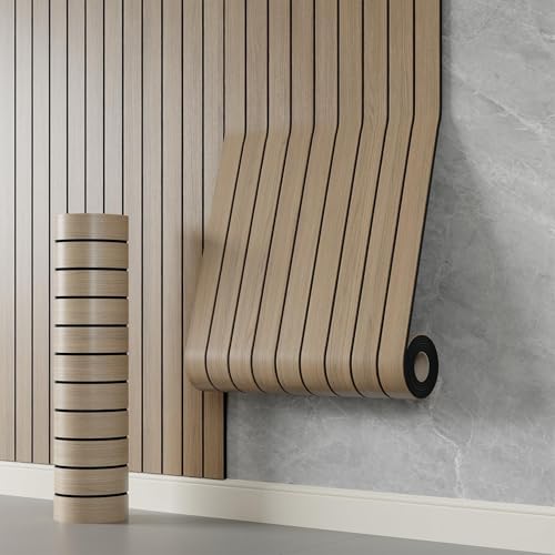 YLL YLL PVC Slat Wall Panel Peel and Stick 236"x 15.7" Faux Oak Grain Wood Slat Panel Self-Adhesive Wallpaper Soundproof 3D Wall Panels - color: Oak, size: 15.7" x 236"