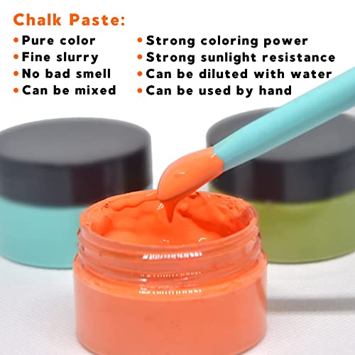 24 Chalk Paste Paint, Chalk Art Paste for Drawing on Wooden Boards and T-Shirts - color: 8 pcs silk screen stencis chalk paste squeegee(foliage)