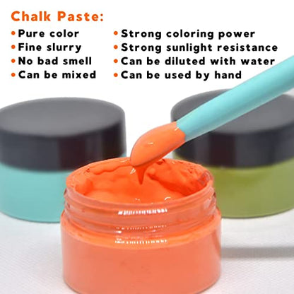 24 Chalk Paste Paint, Chalk Art Paste for Drawing on Wooden Boards and T-Shirts - color: 8 pcs silk screen stencis chalk paste squeegee(foliage)