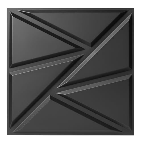 Sonicism Wall Panels 32Pack,0.7"x11.8"x11.8"3D Wall Panels Creative Cutting - color: 8Triangle Black, size: 32 Pack (30.72 Sq Ft)