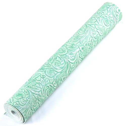Ramya Embossed Faux Leather Sheets Fabric 12" x 53",for Handmade DIY Bows Wallet Sewing,Leather Earring Crafts Projects (Jade Green) - color: Jade Green