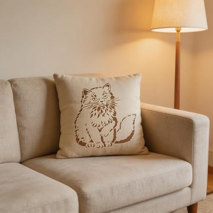 TIAMECH A4 Reusable Hairy Cat Stencil for Painting - style: Hairy Cat