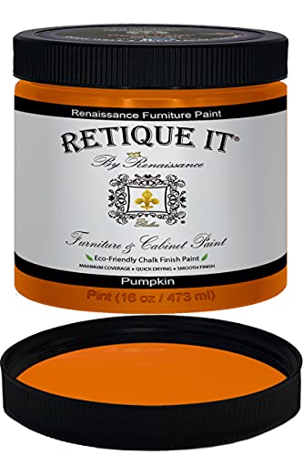 Retique It Chalk Furniture Paint, 32 Fl Oz (Pack of 1), 74 Pumpkin - color: 74 Pumpkin, size: 16 Ounce (Pack of 1)