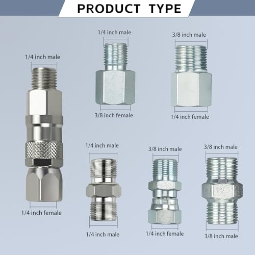 6Pcs Sprayer Joint Set Spray Gun Swivel Joint and Paint Hose Connector Accessories for Airless Paint Sprayer - size: B-6 size sprayer joints