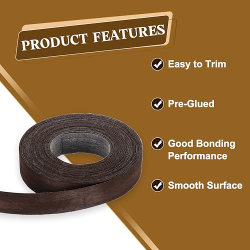 uxcell 3/4 Inch x 25ft Wood Veneer Edge Banding Pre-Glued Flexible Strips - size: 3/4 Inch x 25ft