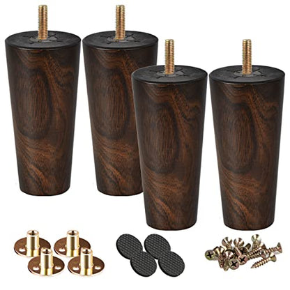 5 inch Solid Wood Tapered Furniture Legs Set of 4 with 5/16" Bolts - color: Wenge, size: 5" (12cm)