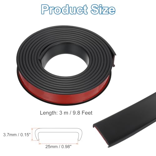 PATIKIL TPE U-Shape Edge Banding, 1 Inch x 9.8ft Self Adhesive Flexible Veneer Edging Trim Furniture Edge Protector for Shelf Cabinet Table Repair Restoration, Black - size: 9.8Ft x 0.98"