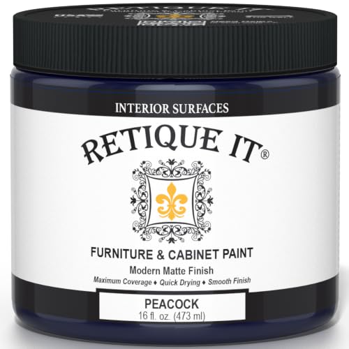 Retique It Furniture and Cabinet Paint - Paint for Cabinets, Dressers, Tables, Doors and DIY Home Decor Projects, Peacock, 16 oz