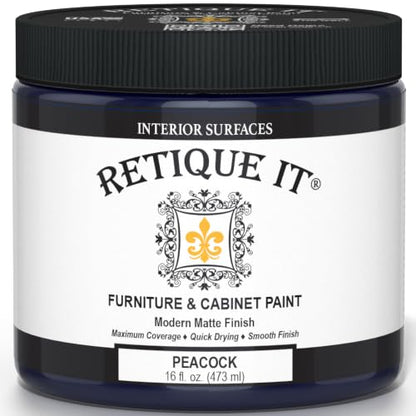 Retique It Furniture and Cabinet Paint - Paint for Cabinets, Dressers, Tables, Doors and DIY Home Decor Projects, Peacock, 16 oz
