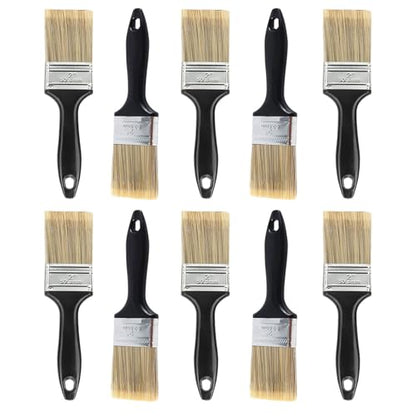 10 Pieces 2 Inch Paint Brush,Stain Paint Brushes,Flat Paint Brush Tool with Treated Plastic Handle for DIY Paint,Furniture,Fences,Wood Cabinet,Deck and Wall Trim - size: 2 Inch