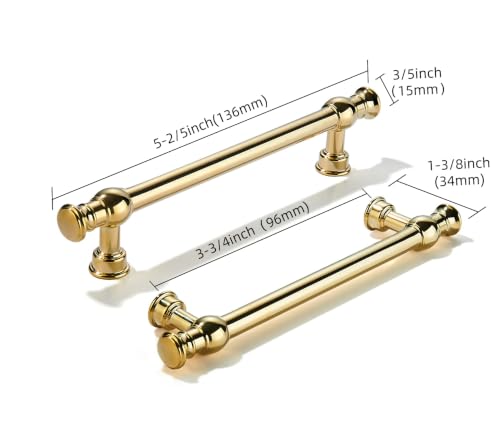 khtumeware Handmade 100% Solid Real Brass Unlacquered Brass Cabinet Pulls - size: 3-3/4 Inch Hole Center