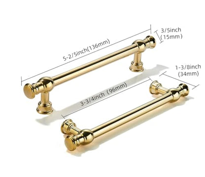 khtumeware Handmade 100% Solid Real Brass Unlacquered Brass Cabinet Pulls - size: 3-3/4 Inch Hole Center