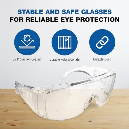 RUGGED BLUE Visitor Safety Glasses For Men & Women | Ansi Z87 Certified Safety Glasses For Shooting Range | Anti-Scratch