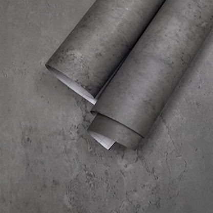 Dark Grey Concrete Wallpaper Peel and Stick Concrete Cement Contact Paper 16x354 inch Matte Thick Texture Wall Paper Removable Self-Adhesive Vinyl Wrap for Kitchen Bedroom Bathroom Wall Covers - color: Dark Gray, size: 16" x 354"