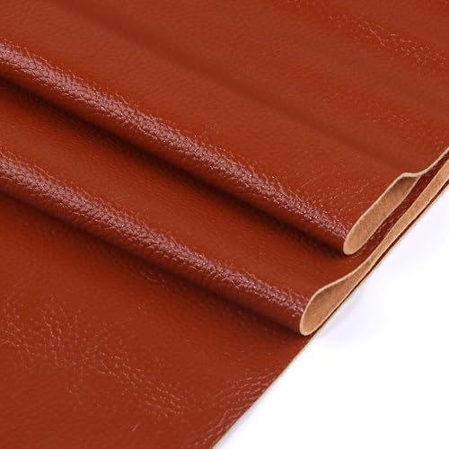 Ramya Faux Leather Sheets Roll 12" X 53"(30cm X 135cm) Upholstery Faux Leather Suitable for Handmade DIY, Earrings, Hair Clips, Sewing Crafts Projects (Brown) - color: Brown