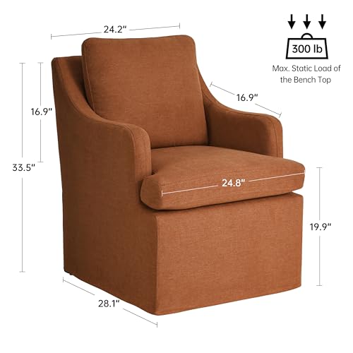 VKNOW Upholstered Dining Chairs, Dining Room Chairs with Casters - color: Orange, size: 1