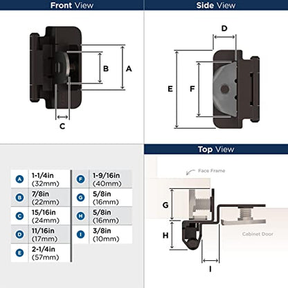 Amerock 1 Pair 3/8" Inset Oil-Rubbed Bronze Demountable Cabinet Hinge - color: Oil Rubbed Bronze, size: 3/8 Inch (10 mm) Inset