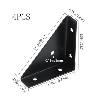 Dnyta 90 Degree Bracket Heavy Duty, 4 Pack Triangle Shelf Brackets, Black - style: 4pcs
