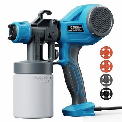 Tilswall Paint Sprayer Alien500 Ultra Lightweight Spray Paint Gun Easy to Use and Clean, Electric Paint Sprayer with 4 Nozzles & 3 Patterns, 600ml, Multi-Purpose Spray Gun for Walls