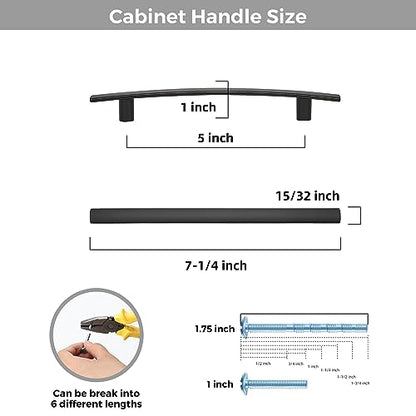 30 Pack Black Cabinet Handles, 5" Hole Center Curved Cabinet Pulls - color: Black, size: 5" Hole Center