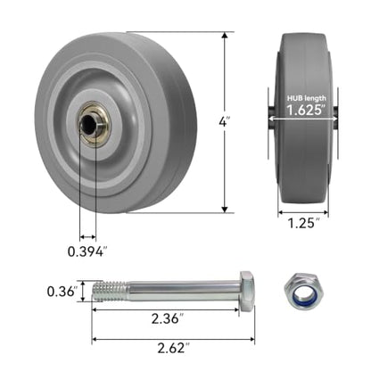4'' Caster Wheels, Non-Marking Rubber Wheels for Cart Furniture, Set of 4 Industrial Wheel with 1200lbs Capacity (4 Wheel) - style: 4 inch Wheel