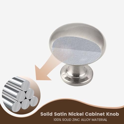 12 Pack Brushed Nickel Cabinet Knobs,1-3/16 Inch(29.5mm) Solid Drawer Knobs Kitchen Cabinet Pulls,Round Dresser Knobs, Modern Drawer Pulls for Dresser Drawers - color: Brushed Nickel